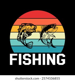 Fishing t-shirt design. Fishing silhouette vector. Fishing icon