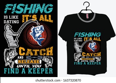 Fishing T-shirt Design Template Vector And Fishing T-Shirt Design, Fish vector illustration with black background.