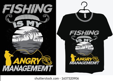 Fishing T-shirt Design Template Vector And Fishing T-Shirt Design, Fish vector illustration with black background.