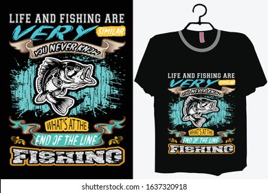 Fishing T-shirt Design Template Vector And Fishing T-Shirt Design, Fish vector illustration with black background.