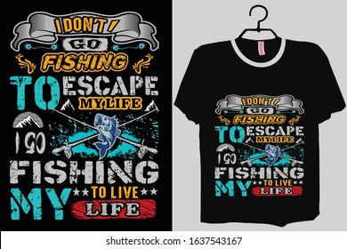 Fishing T-shirt Design Template Vector And Fishing T-Shirt Design, Fish vector illustration.With Black color background. 