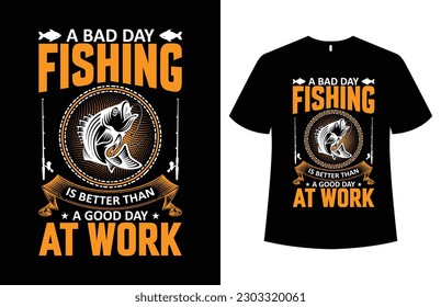Fishing T-shirt Design Template Vector Image.