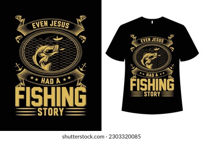 Fishing T-shirt Design Template Vector Image.
