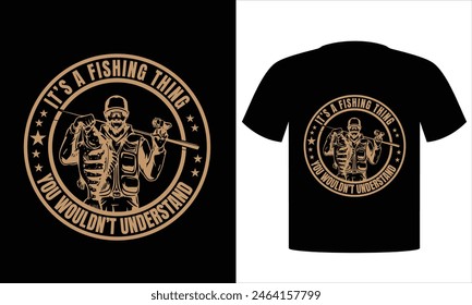 Fishing T-shirt Design Template Vector And Fishing T-Shirt Design, Fish vector illustration with black background, Fishing T shirt design, Unique And Colorful Fishing T shirt