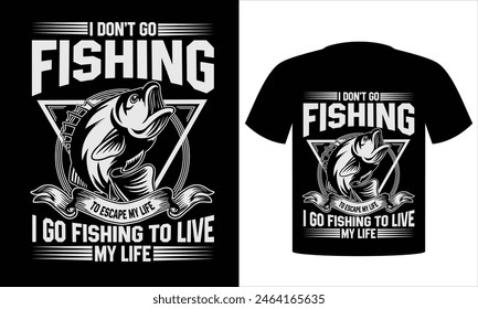 Fishing T-shirt Design Template Vector And Fishing T-Shirt Design, Fish vector illustration with black background,  Fishing T shirt design, Unique And Colorful Fishing T shirt design, vector, template