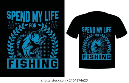 Fishing T-shirt Design Template Vector And Fishing T-Shirt Design, Fish vector illustration with black background,  Fishing T shirt design, Unique And Colorful Fishing T shirt design, vector, template