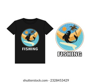 fishing tshirt design vector sea coconut , seabeach 