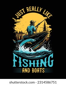Plantilla de vectores de diseño de camisetas de pesca 