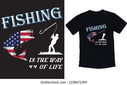 Fishing T-shirt design with vector, typography, illustration, 