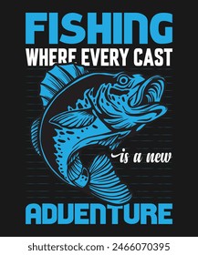 Fishing T-shirt Design. vintage T-shirt design. Using Vector Element.