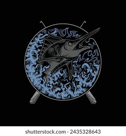 Fishing tshirt design for tshirt. wild fishing.