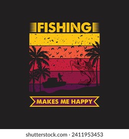 fishing t-shirt typography vector template design