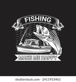 fishing t-shirt typography vector template design