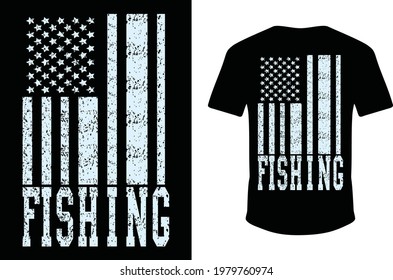 
Fishing T-shirt. USA Fishing Flag Gift For Fisherman. Vector fishing shirt.