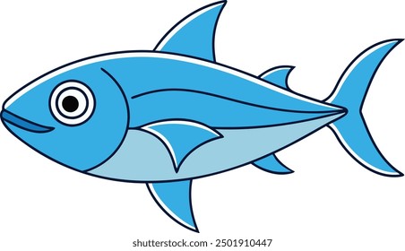 Fishing tuna vector illustration with cartoon and line art for printables and designs