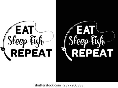 Fishing Typography craft design black and white vector