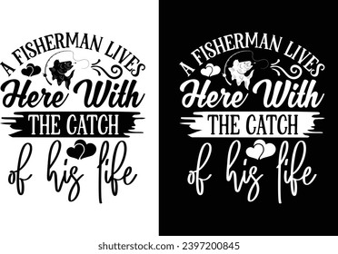 Fishing Typography craft design black and white vector