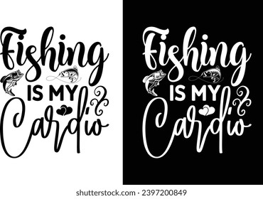 Fishing Typography craft design black and white vector