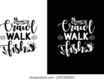 Fishing Typography craft design black and white vector