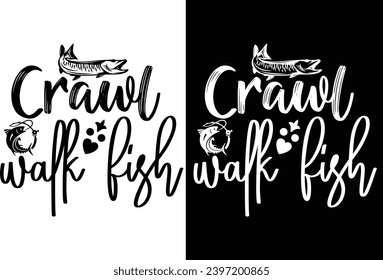 Fishing Typography craft design black and white vector