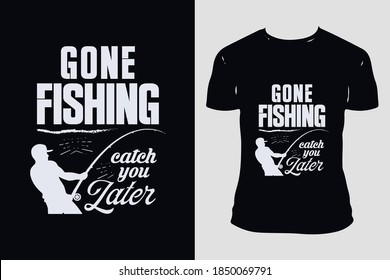 fishing Typography Vector Illustration With T-shirt mockup.