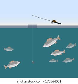 Fishing under the ice.