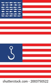 Fishing. USA flag. Combination of fishing symbols with the usa flag.