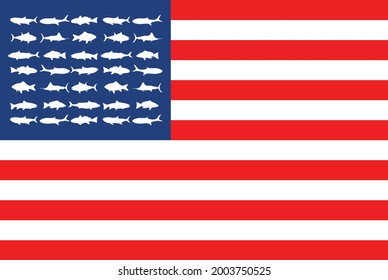 Fishing. USA flag. Combination of fishing symbols with the usa flag.