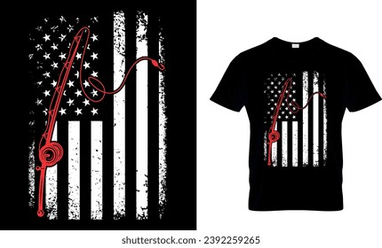 Fishing USA Flag T-Shirt design