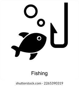 Fishing and vacation icon concept
