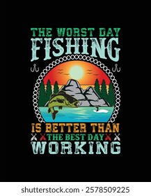 fishing vector art tee design and illustration
