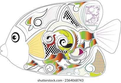 Fishing vector design logo template. - fish logo Vector - Vector-fish Batik vector. colorful fish vector image