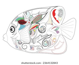 Fishing vector design logo template. - fish logo Vector - Vector-fish Batik vector. colorful fish vector image