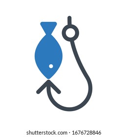 fishing vector glyph color icon 