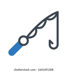 fishing vector glyph flat icon 