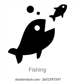 Diseño de concepto de icono de Vector de pesca