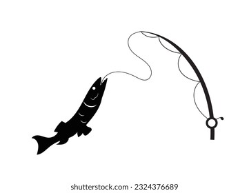 Fishing vector icon. Fish on a hook.