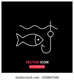 Fishing Vector Icon Illustration.Black Backround.Premium Quality.