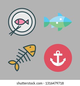 fishing vector icon set