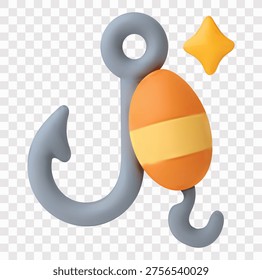 Fishing Vector Icon Set | 3D icon set | a fishing hook with a bobber