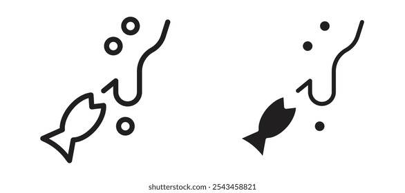 Fishing vector icon set in black.