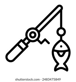 Fishing Vector Line Icon Design
