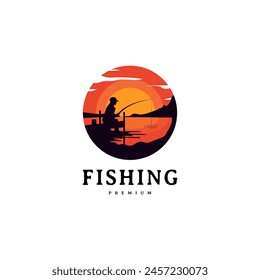 Fishing vector logo design illustration