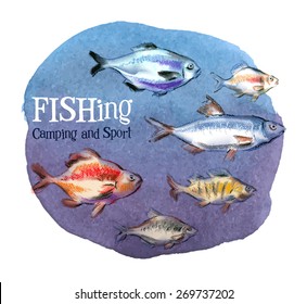 fishing vector logo design template. fresh fish or oceanarium, aquarium icon.