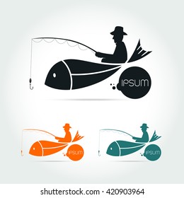 fishing vector logo design template. fisherman, fisher, fish or angling,sport icons on white background Vector illustration
