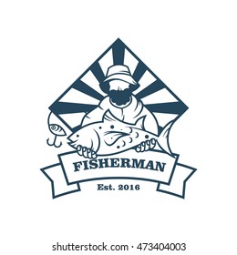 Fishing vector logo design template.