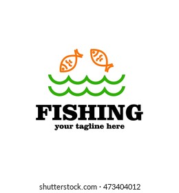 Fishing vector logo design template.