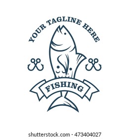 Fishing vector logo design template.