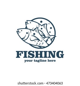 Fishing vector logo design template.