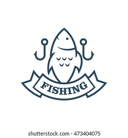 Fishing vector logo design template.
